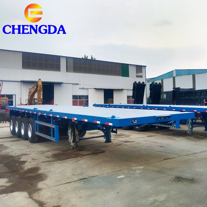 Used 3 Axle 4 Axles 40 Foot 40ft 45ft 40 60 80 Ton Flatbed Container Shipping Semi Trailer