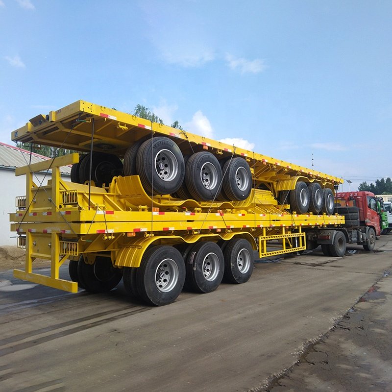 Used 3 Axle 4 Axles 40 Foot 40ft 45ft 40 60 80 Ton Flatbed Container Shipping Semi Trailer
