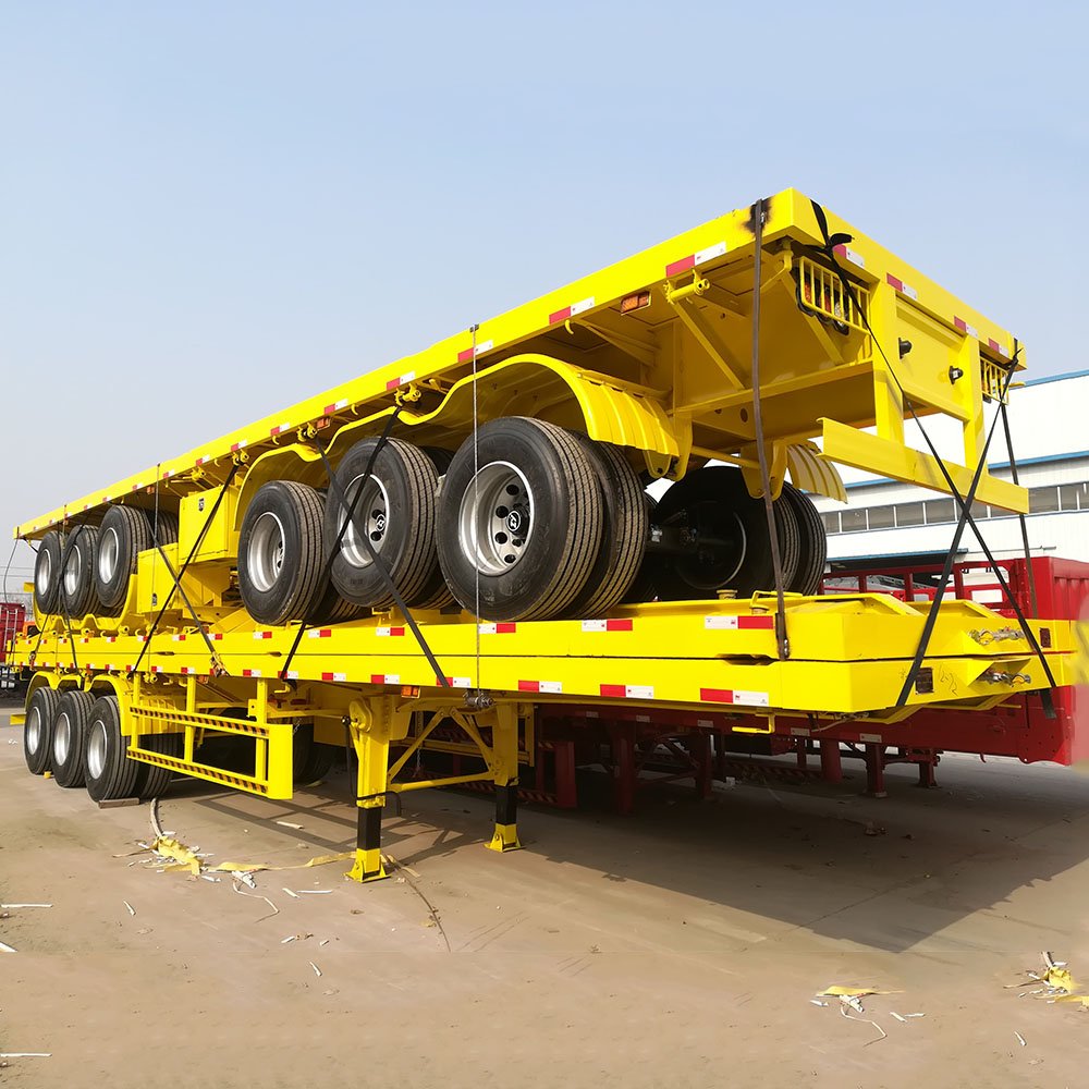 Used 3 Axle 4 Axles 40 Foot 40ft 45ft 40 60 80 Ton Flatbed Container Shipping Semi Trailer