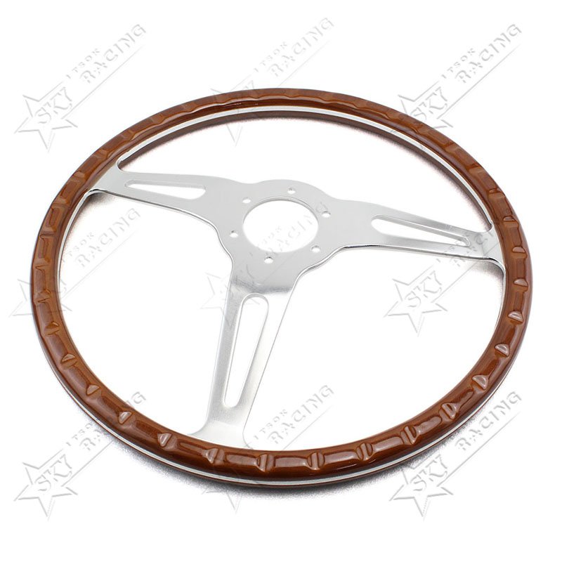 Universal 15inch Classic Real Wooden Car steering wheel 380mm Genuine Solid Wood Steering Wheel