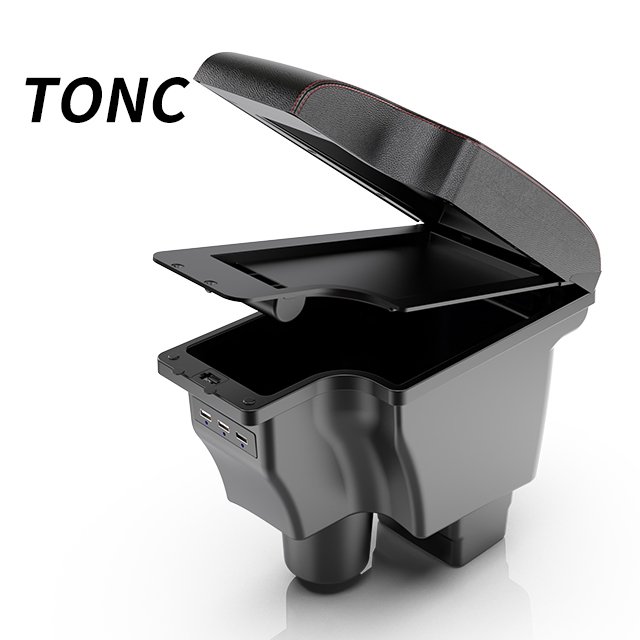 TONC for Mazda 2 for Mazda CX-3 Car Armrest 3USB Black Center Console Storage Box Car Interior Parts Center Armrest