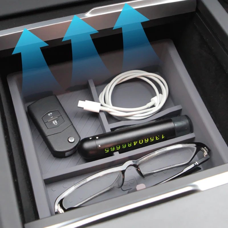 Waterproof Central Storage Box for Tesla Model 3 2024 Organizer Center Armrest Storage Box Fit for Tesla Highland Accessories