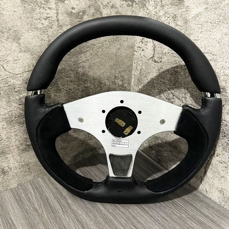 Car modified Racing 14 "semi-round T-D word direction technology microfiber leather frosted steering wheel