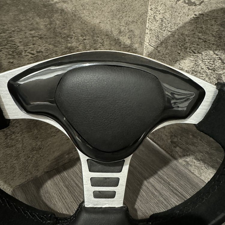 Car modified Racing 14 "semi-round T-D word direction technology microfiber leather frosted steering wheel