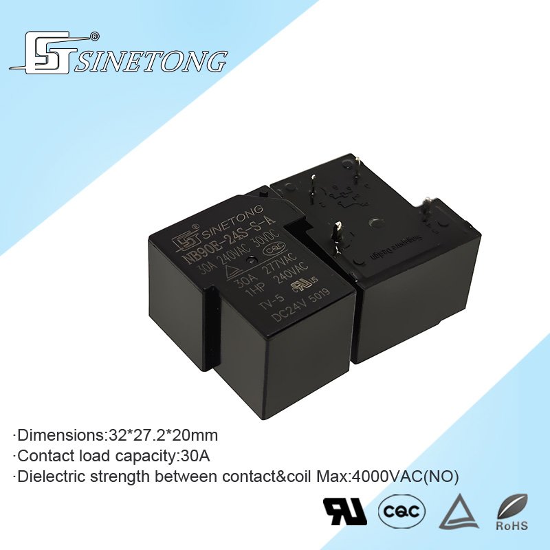 Sinetong NB90E-24S Miniature 24 Volt DC SPDT NO Relay 30A 1A Contact Electromagnetic Power Relays Auto ON/OFF Sealed Protect