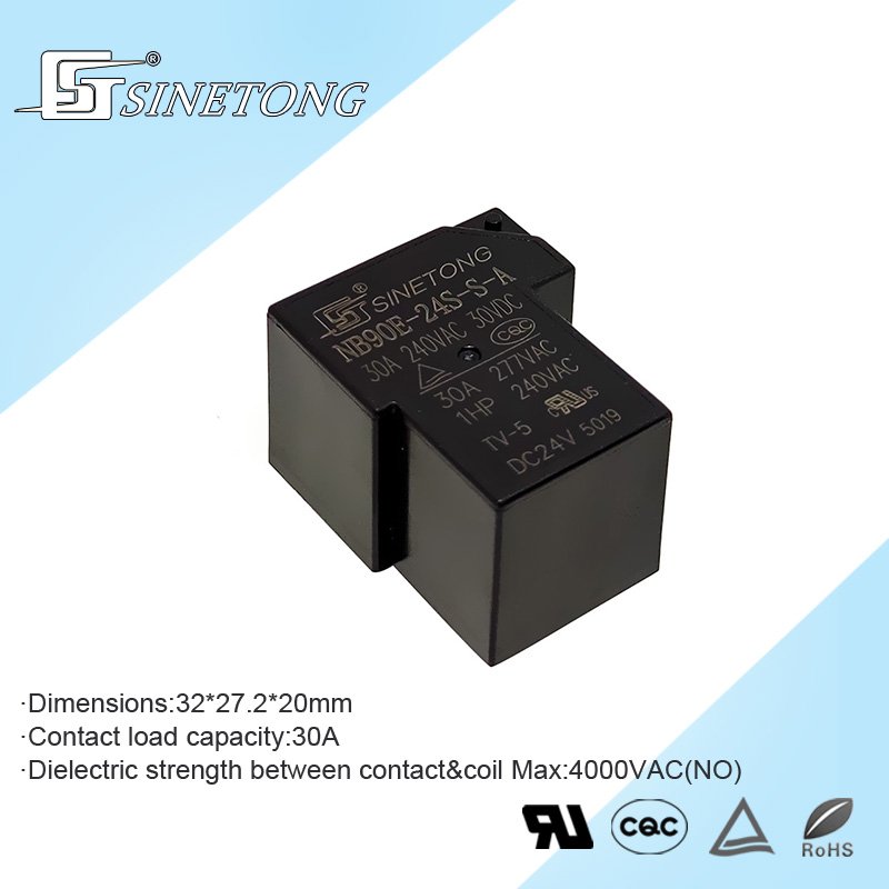 Sinetong NB90E-24S Miniature 24 Volt DC SPDT NO Relay 30A 1A Contact Electromagnetic Power Relays Auto ON/OFF Sealed Protect