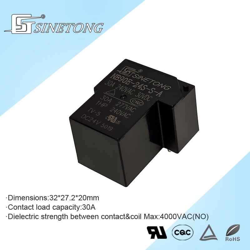 Sinetong NB90E-24S Miniature 24 Volt DC SPDT NO Relay 30A 1A Contact Electromagnetic Power Relays Auto ON/OFF Sealed Protect