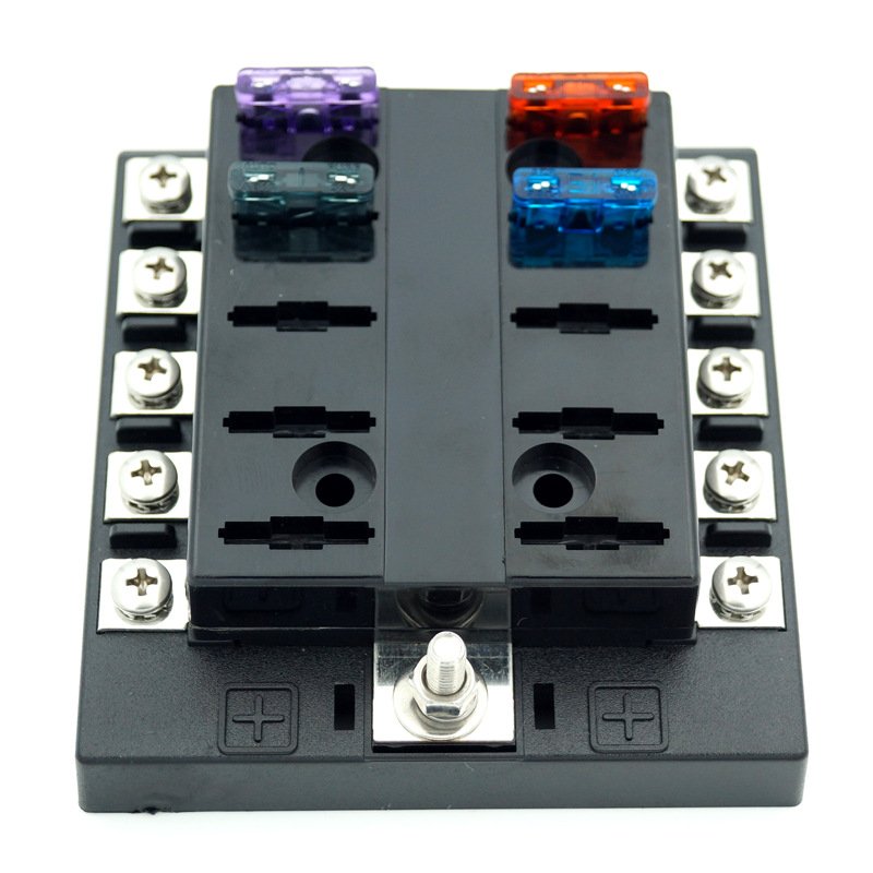 Car parts Blade Automotive Fuse Block 10 Way Standard ATC/ATO Screw Inline terminal Fuse Block With Led Warning Light Cover
