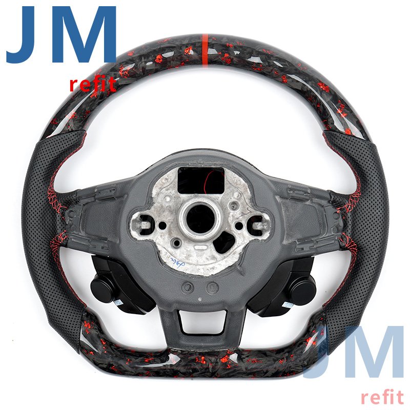 For Volkswa-gen Vw Golf 7 6 5 Mk7 Mk6 Mk5 Gti Golf R Steering Wheel Genuine Real Forged Carbon Fiber Steering Wheel