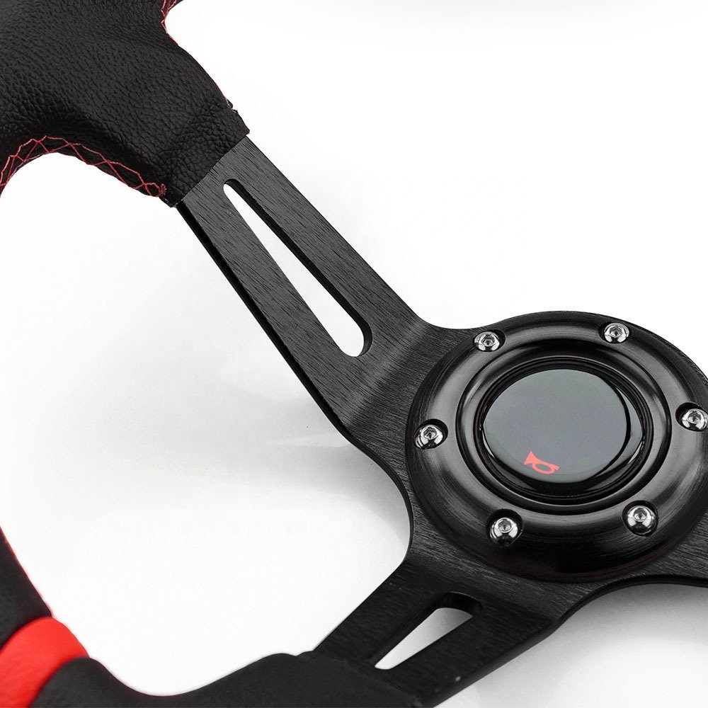 Universal 14 inch 350mm Suede/PVC Car Racing Steering wheels Deep Corn Drifting Sport Steering Wheel