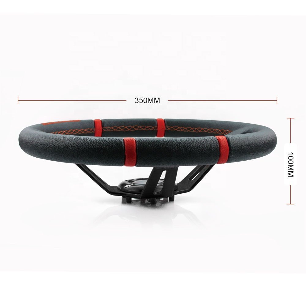 Universal 14 inch 350mm Suede/PVC Car Racing Steering wheels Deep Corn Drifting Sport Steering Wheel