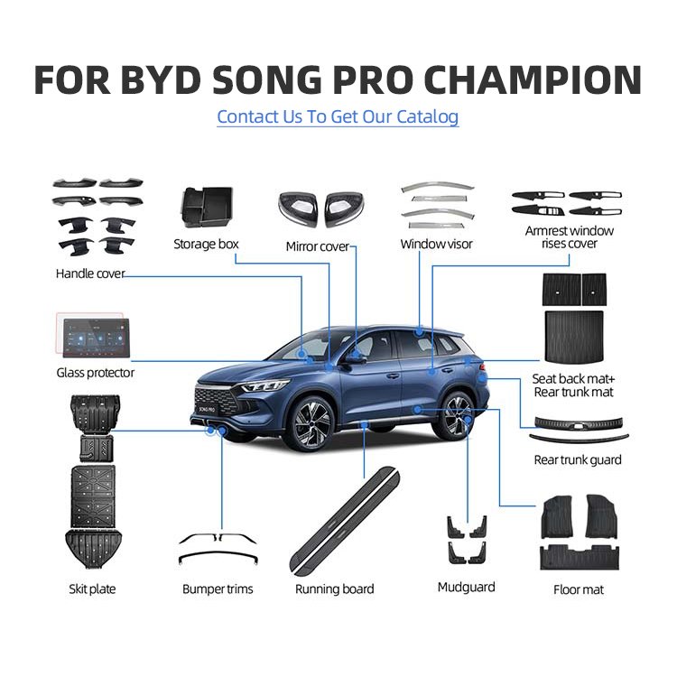 Interior Accessories for BYD Song Pro Champion Floor Mat Storage Box Auto Interior ABS Carbon Fiber Decorative Accessory