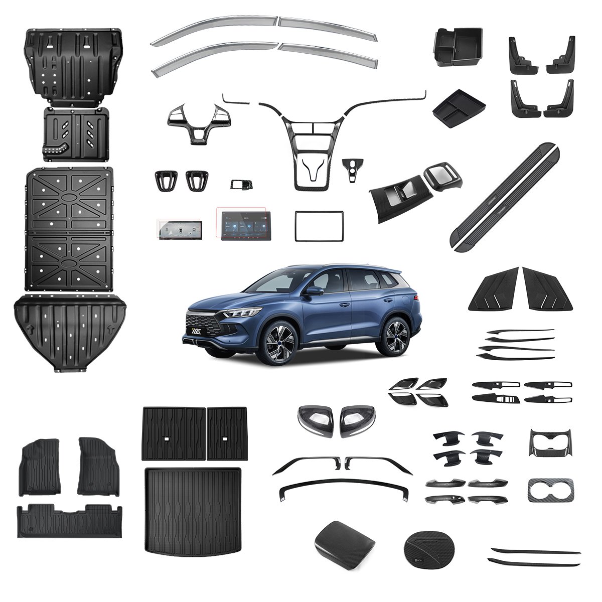 Interior Accessories for BYD Song Pro Champion Floor Mat Storage Box Auto Interior ABS Carbon Fiber Decorative Accessory