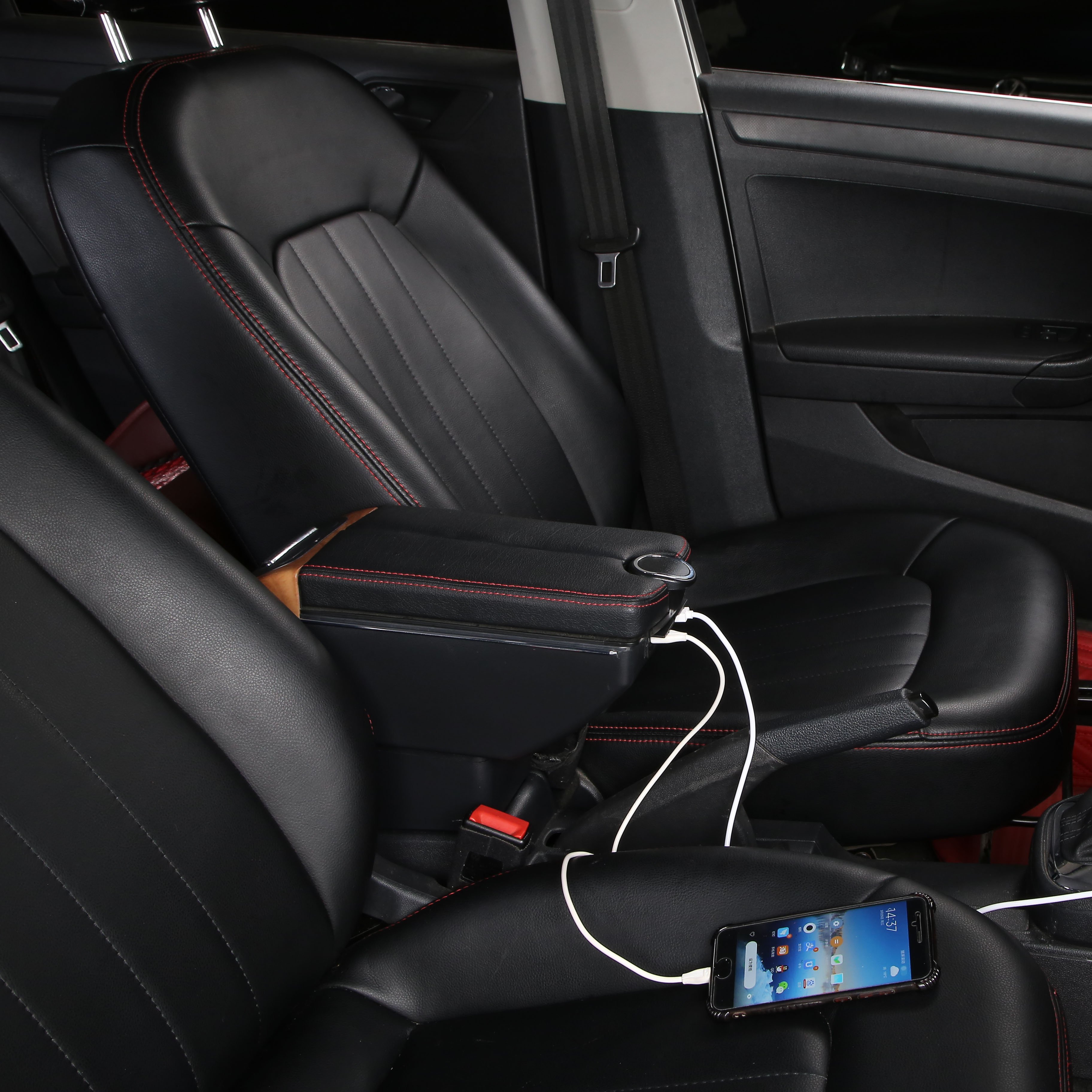 For Fiat 500 Car Center Console Armrest Box Leather Armrests with USB Modification Accessories