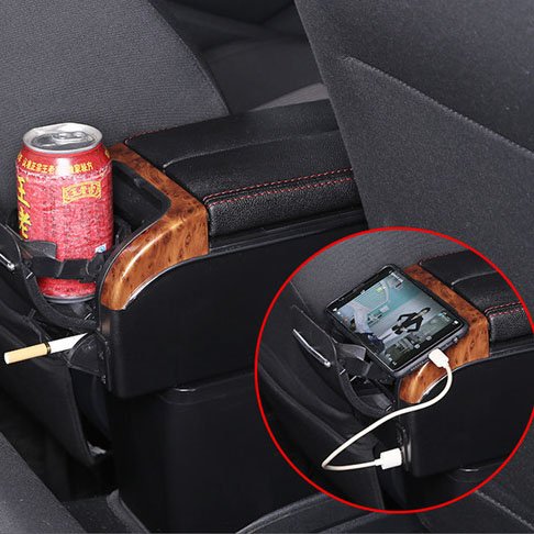 For Fiat 500 Car Center Console Armrest Box Leather Armrests with USB Modification Accessories