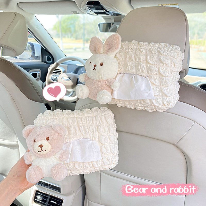 Cartoon Custom Universal Car Visor Portable Lace Decorative Car Tissue Box Holder for Girls Ladies