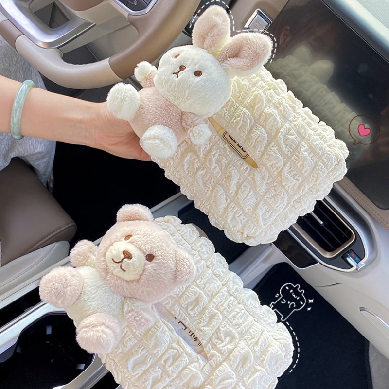 Cartoon Custom Universal Car Visor Portable Lace Decorative Car Tissue Box Holder for Girls Ladies