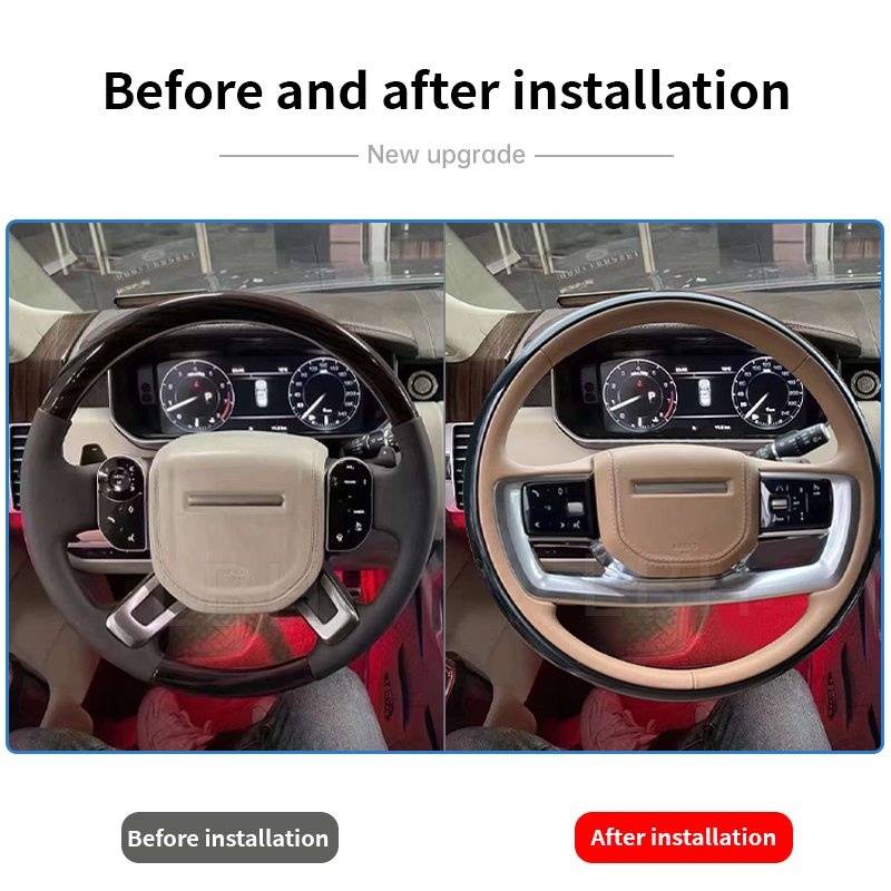 Car New Style Black/Red Peach Wood Steering Wheel Assembly fit for 2013-2017 Land Rover Range Rover Vogue Upgrades 2023 L460