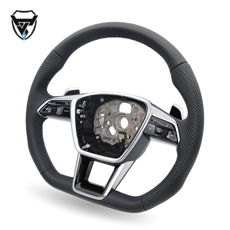 For Audi A6 2004-2013 silver carbon fiber leather steering wheel ZC-A7-P1