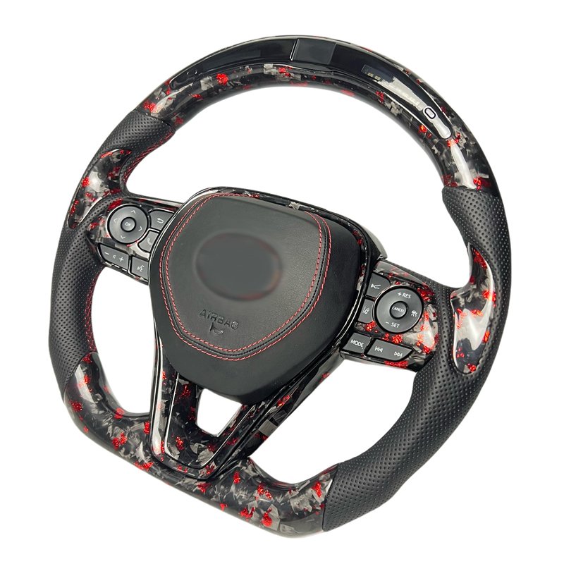 Hot Sale Forged Carbon Red Element LED Display Car Steering Wheel For TOYOTA Corolla Altis Camry Carbon fiber steering wheel