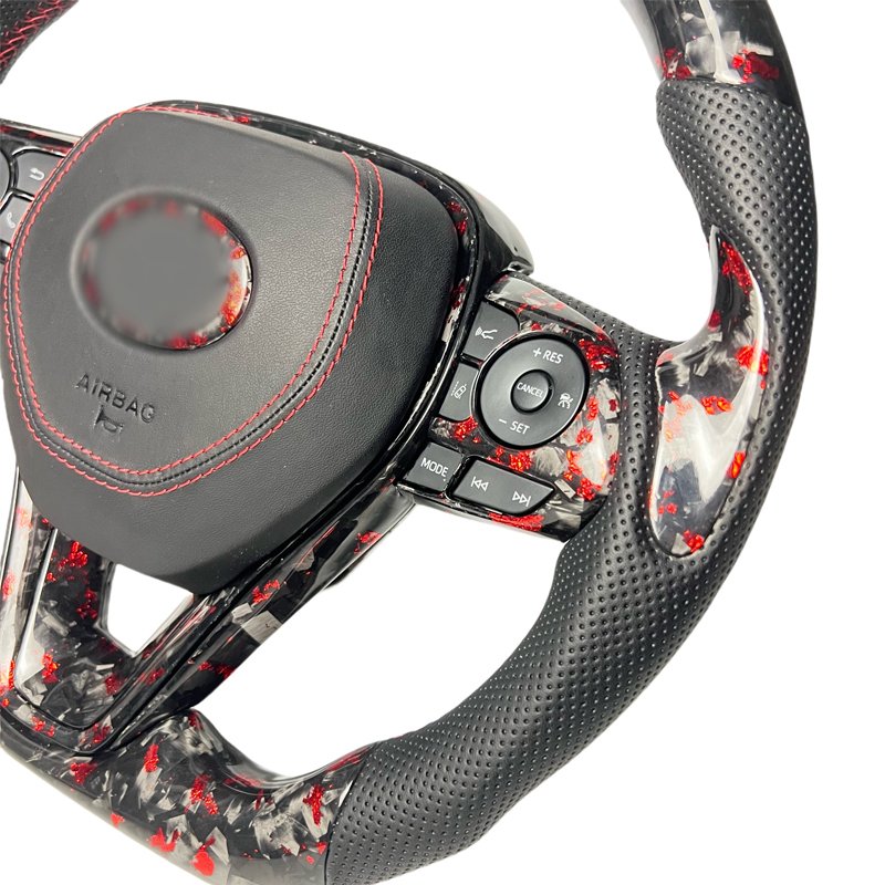 Hot Sale Forged Carbon Red Element LED Display Car Steering Wheel For TOYOTA Corolla Altis Camry Carbon fiber steering wheel