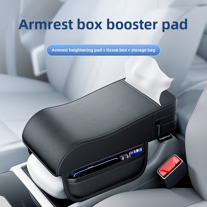 Universal Car Armrest Booster Pad Leather Storage Protective Cover with Advanced Central Elbow Rest Universal Car Armrest Box