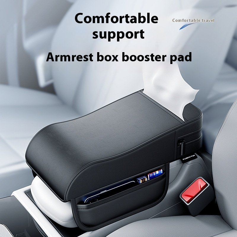 Universal Car Armrest Booster Pad Leather Storage Protective Cover with Advanced Central Elbow Rest Universal Car Armrest Box