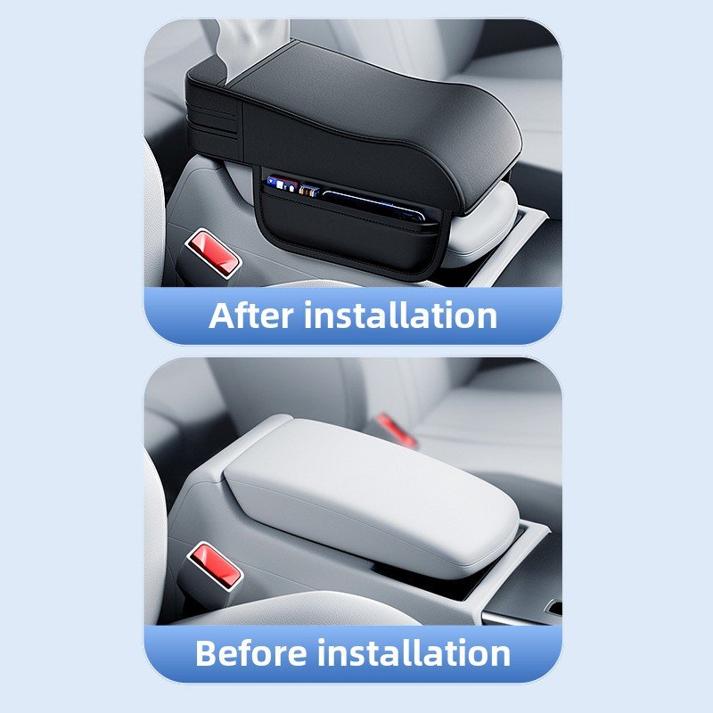 Universal Car Armrest Booster Pad Leather Storage Protective Cover with Advanced Central Elbow Rest Universal Car Armrest Box