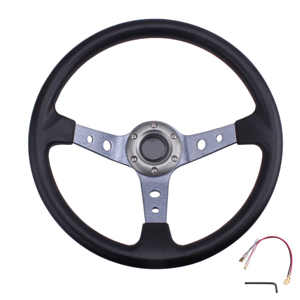 Factory sale 14inch Universal PU Deep Dish Racing Sport Drifting car Steering Wheel