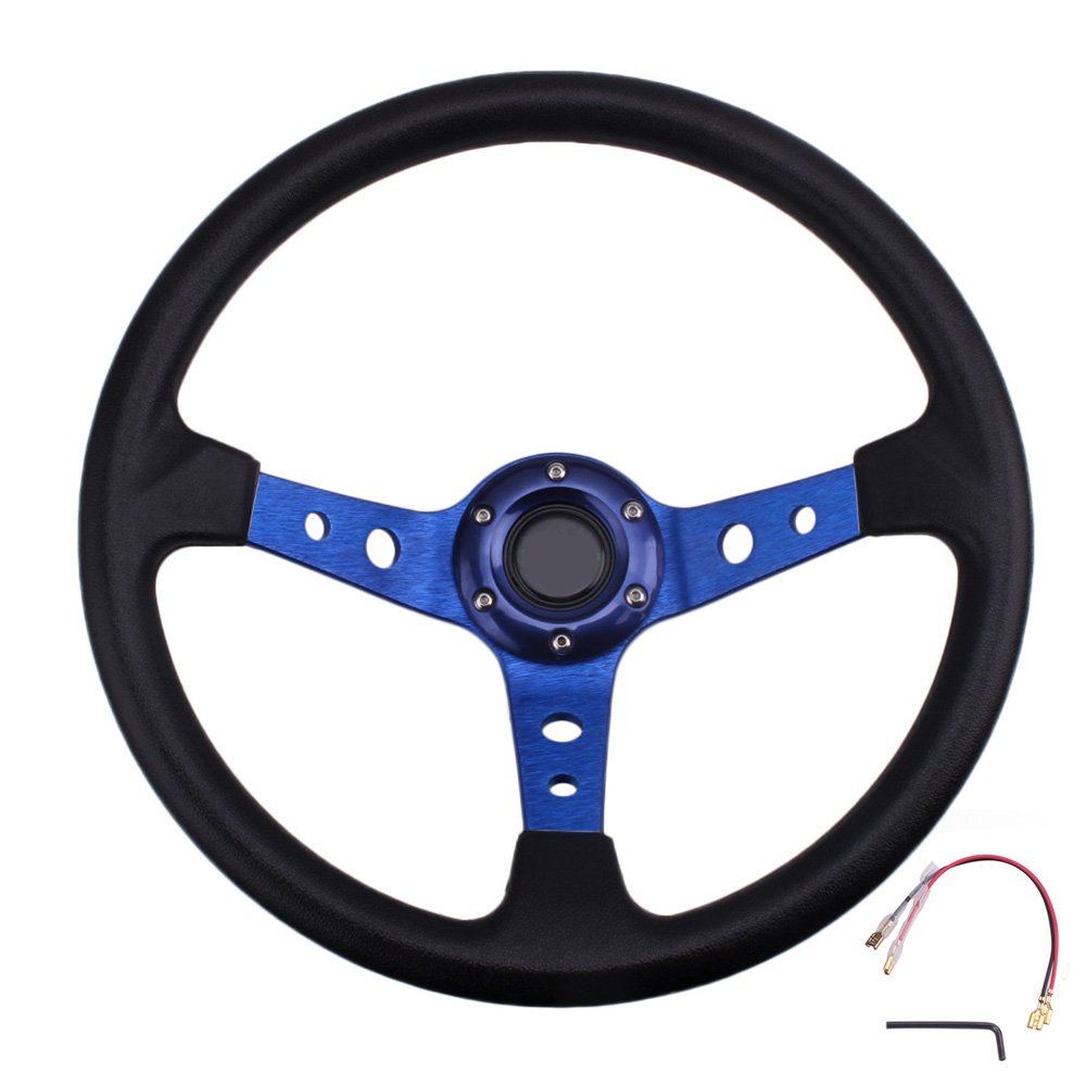 Factory sale 14inch Universal PU Deep Dish Racing Sport Drifting car Steering Wheel