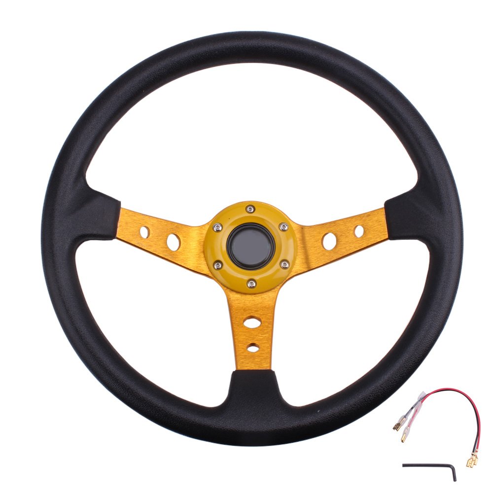 Factory sale 14inch Universal PU Deep Dish Racing Sport Drifting car Steering Wheel