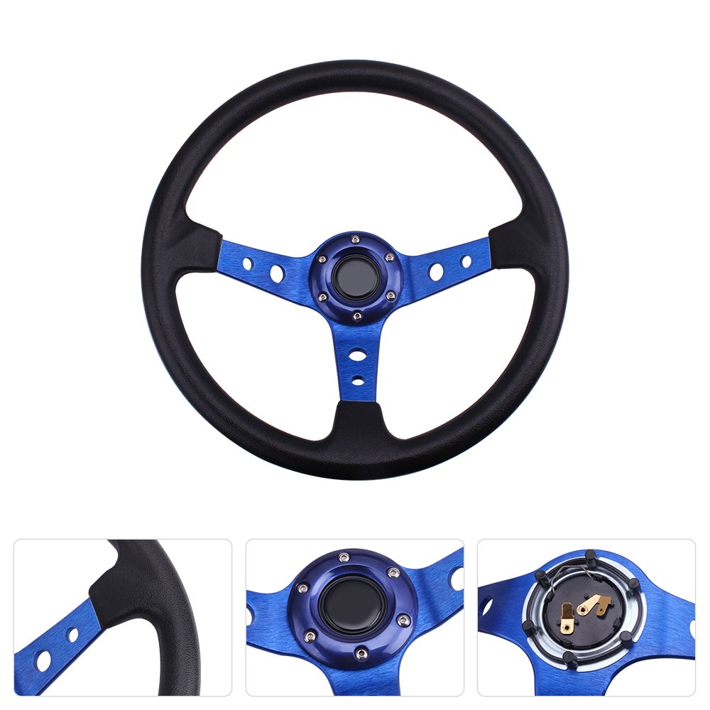 Factory sale 14inch Universal PU Deep Dish Racing Sport Drifting car Steering Wheel