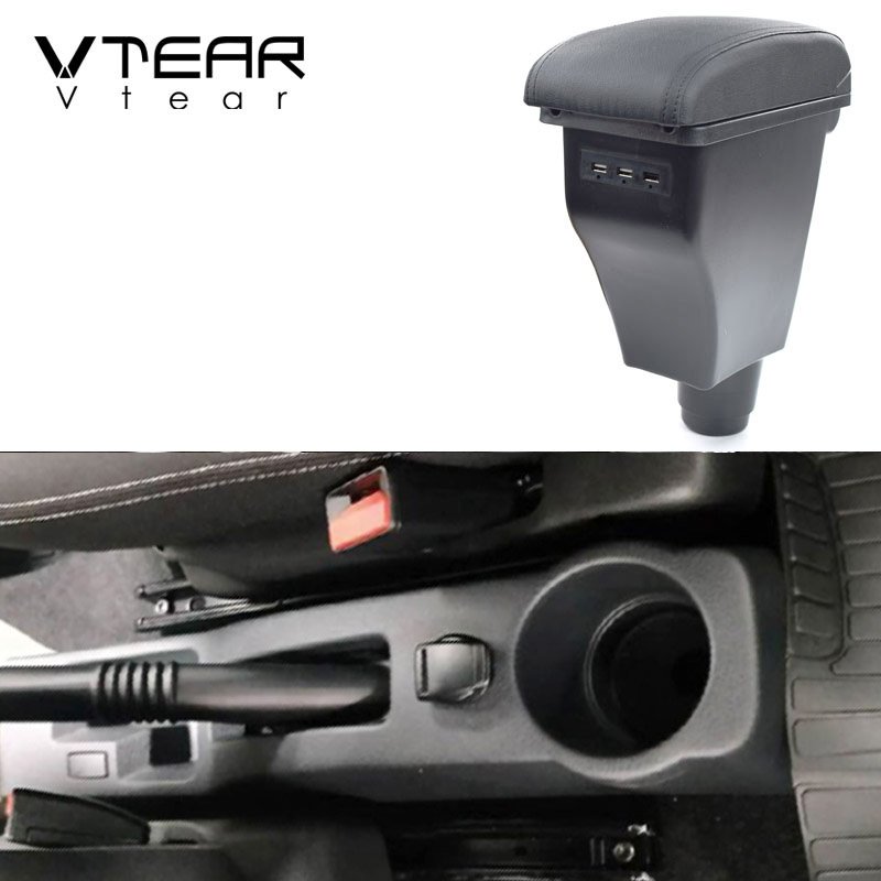 Vtear for Renault Dacia Logan 2 Armrest Interior Leather Arm Rest Accessories Usb Storage Box Car-styling Decoration Parts Auto