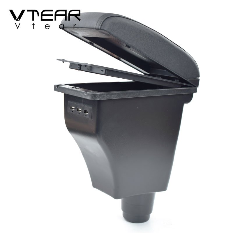 Vtear for Renault Dacia Logan 2 Armrest Interior Leather Arm Rest Accessories Usb Storage Box Car-styling Decoration Parts Auto