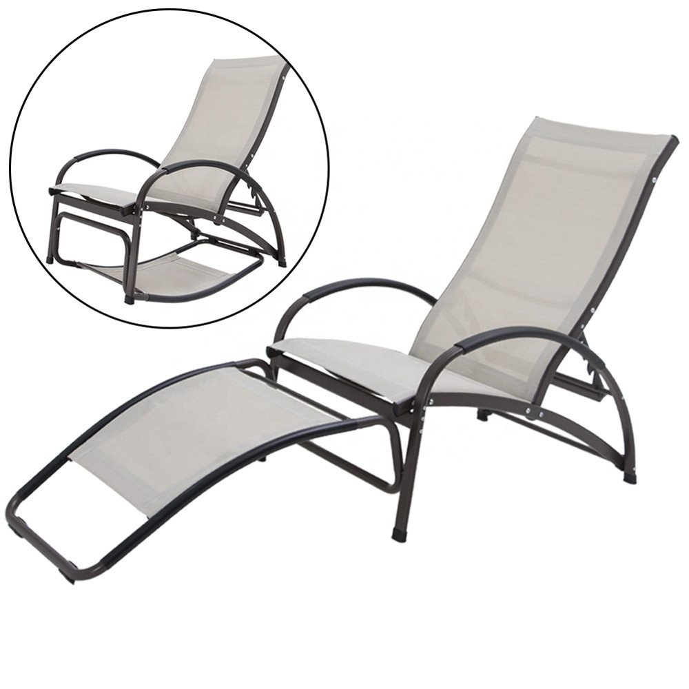 Ningbo Metal Products Sea Side Beach Chairs Metal Aluminum Lightweight Deck Chair with Adjustable Backrest
