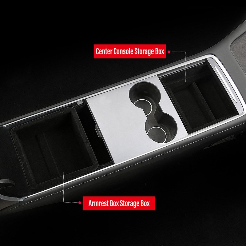 High Performance Storage Box Central Armrest Center Console Cup Holder Organizer for Tesla Model Y Hidden Interior Organizer