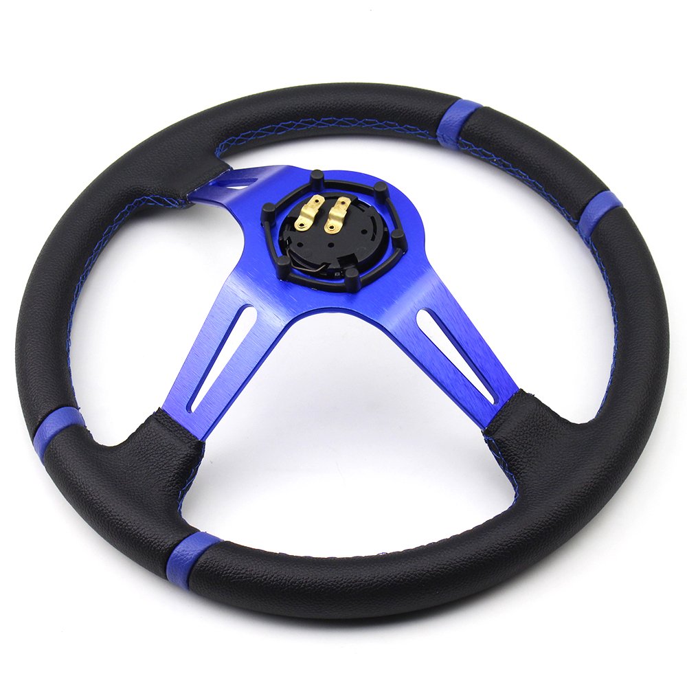 Deep Dish 90mm 75mm Oxidize Leather PVC Carbon Fiber Car Racing Steering Wheel