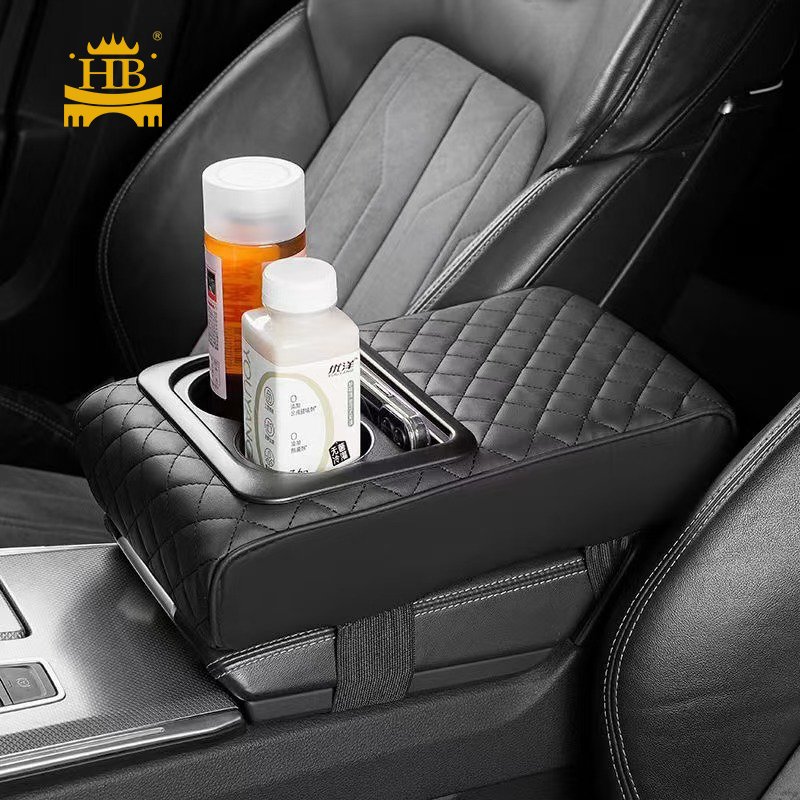Hot Sale Car PU Leather Arm Rest Console Cup Holder Organizer Accessories Save Storage Space Car Armrest Cushion