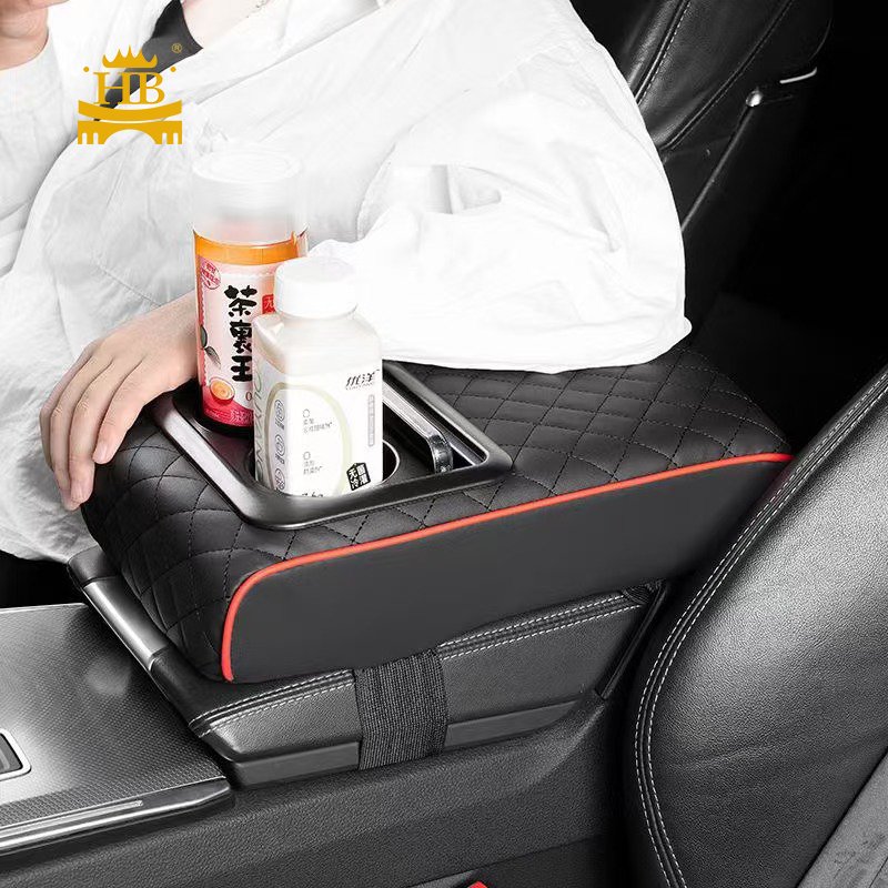 Hot Sale Car PU Leather Arm Rest Console Cup Holder Organizer Accessories Save Storage Space Car Armrest Cushion