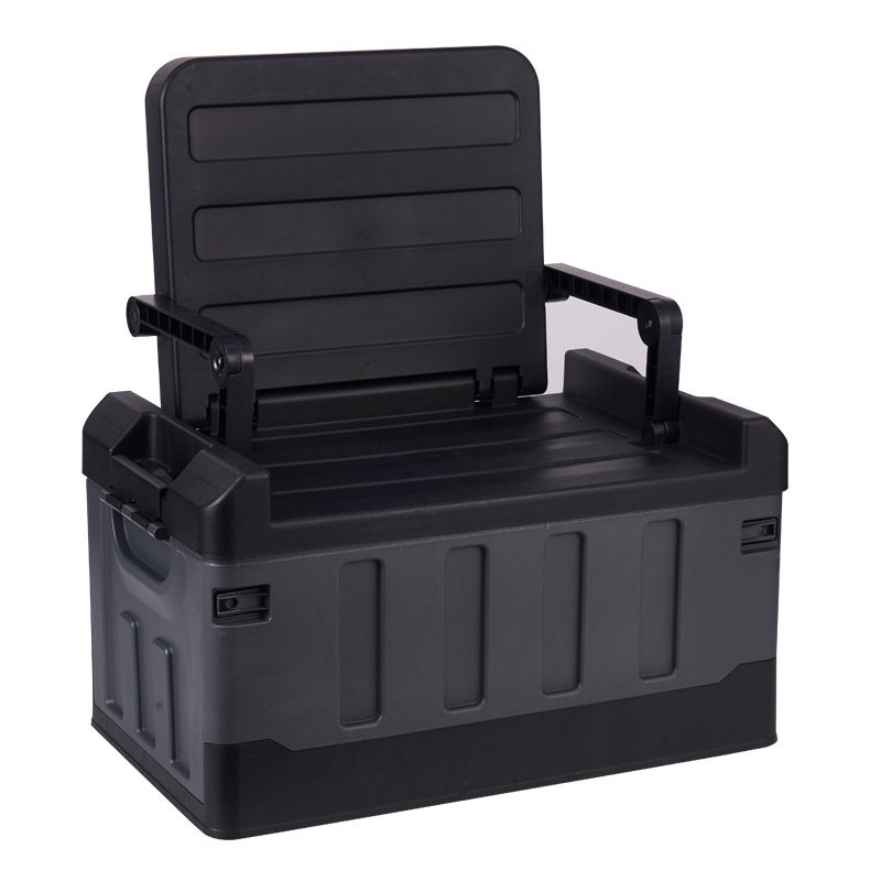 Sesame Strong-load Bearing Plastic Folding Chair 58L Easy Install Collapsible Storage Box With Expandable Armrests & Backrest