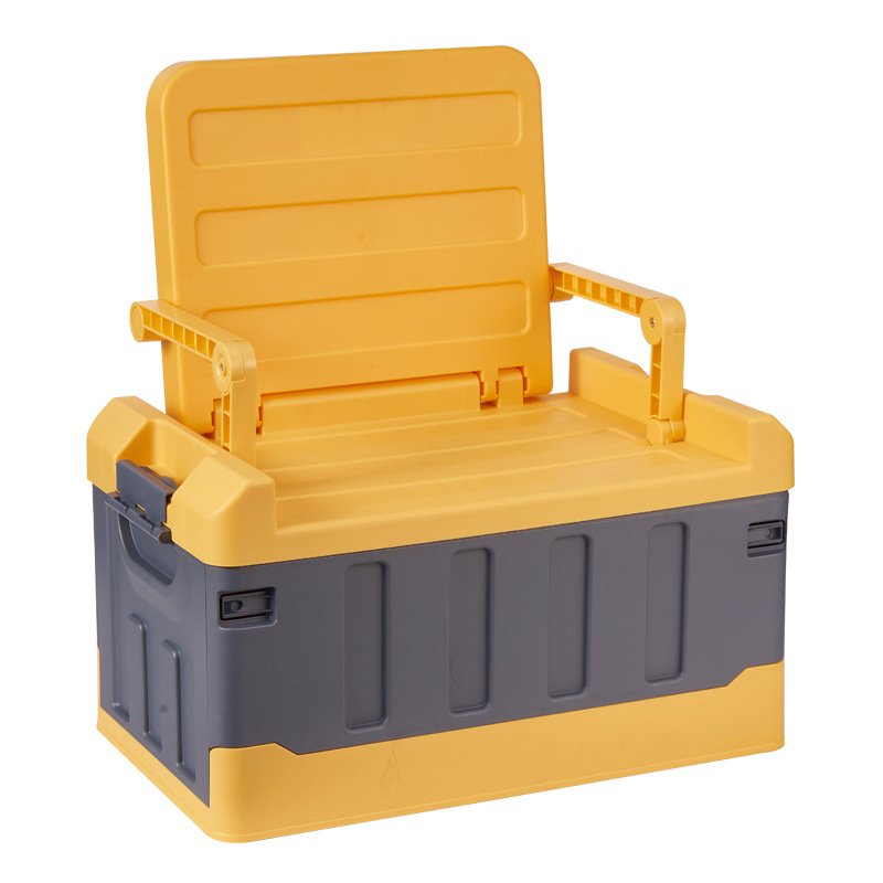 Sesame Strong-load Bearing Plastic Folding Chair 58L Easy Install Collapsible Storage Box With Expandable Armrests & Backrest