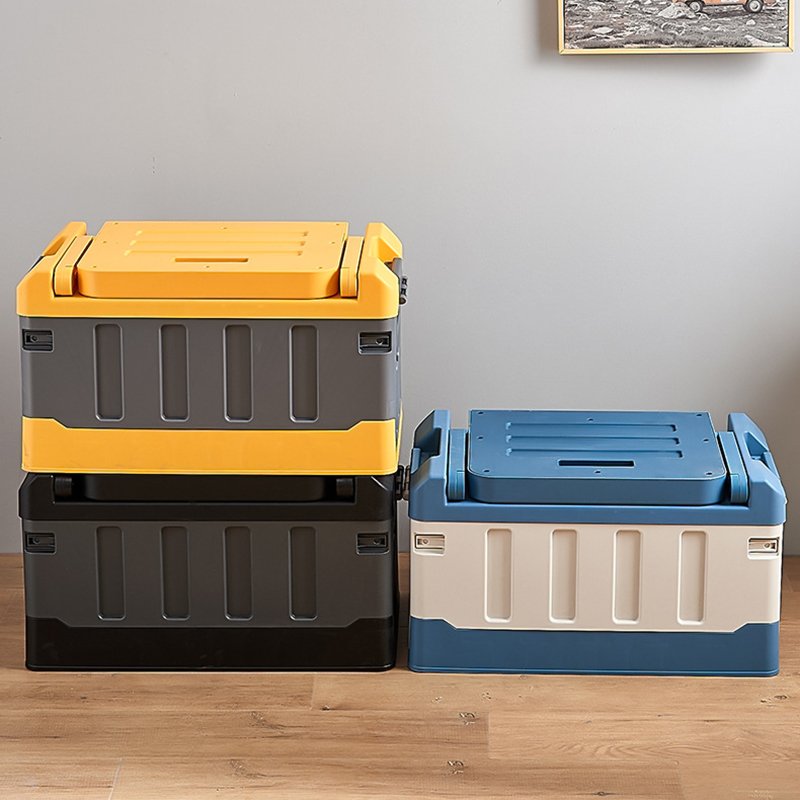 Sesame Strong-load Bearing Plastic Folding Chair 58L Easy Install Collapsible Storage Box With Expandable Armrests & Backrest