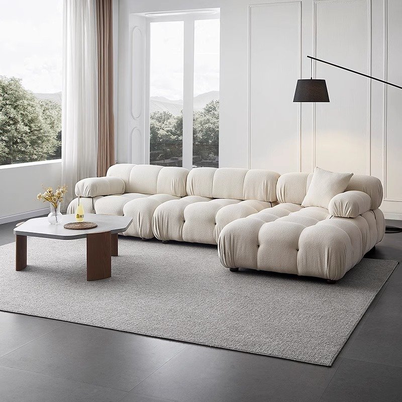 Nordic Style L-Shape Compressed Fabric Vacuum Box Compression Sofa Set Sectional with Modular Corner Reclining for Living Room