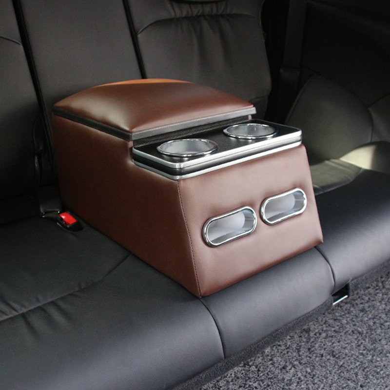Center Console Organizer With Cup Holder for Car Van Truck Floor Cab Back Bench Seat Armrest Middle Storage Box Black