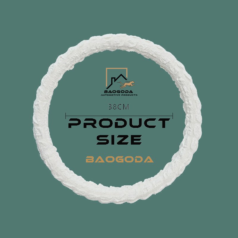 BGD Factory High-quality pure white fabric puff plaid anti-slip car steering wheel cover, exclusive holiday gift for women