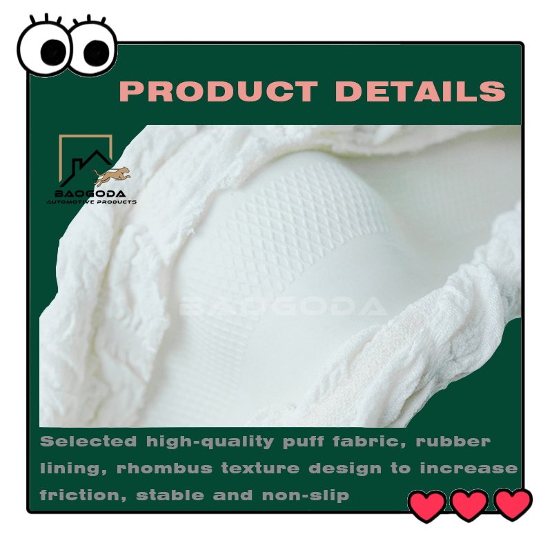 BGD Factory High-quality pure white fabric puff plaid anti-slip car steering wheel cover, exclusive holiday gift for women