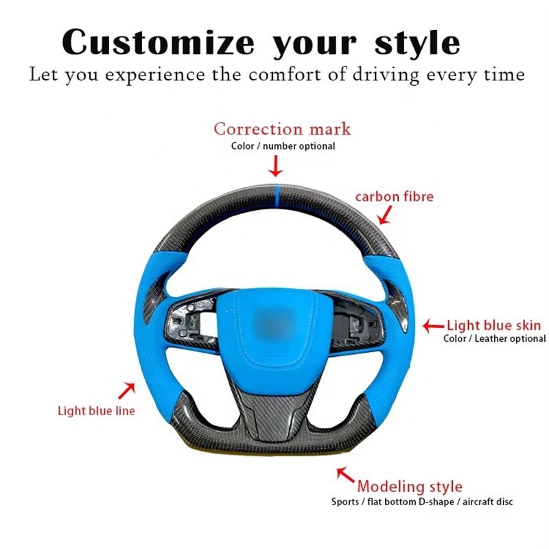 Custom Carbon Car Steering Wheel Fit For Honda Civic 10th generation steering wheel carbon fiber forged black steering wheel
