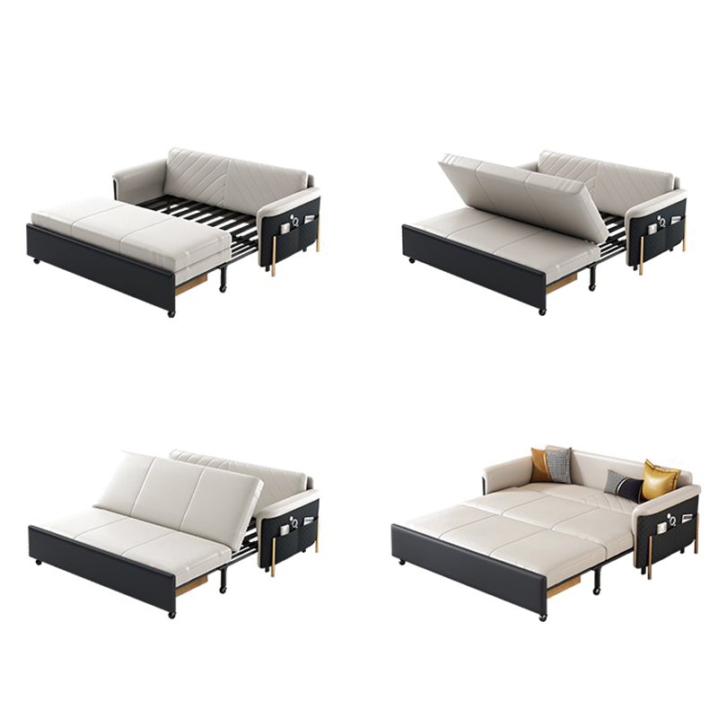 China Manufacturers Large Storage Box Design Function Side Storage Armrest High Off the Ground Foldable Wedding Curved Sofa Bed