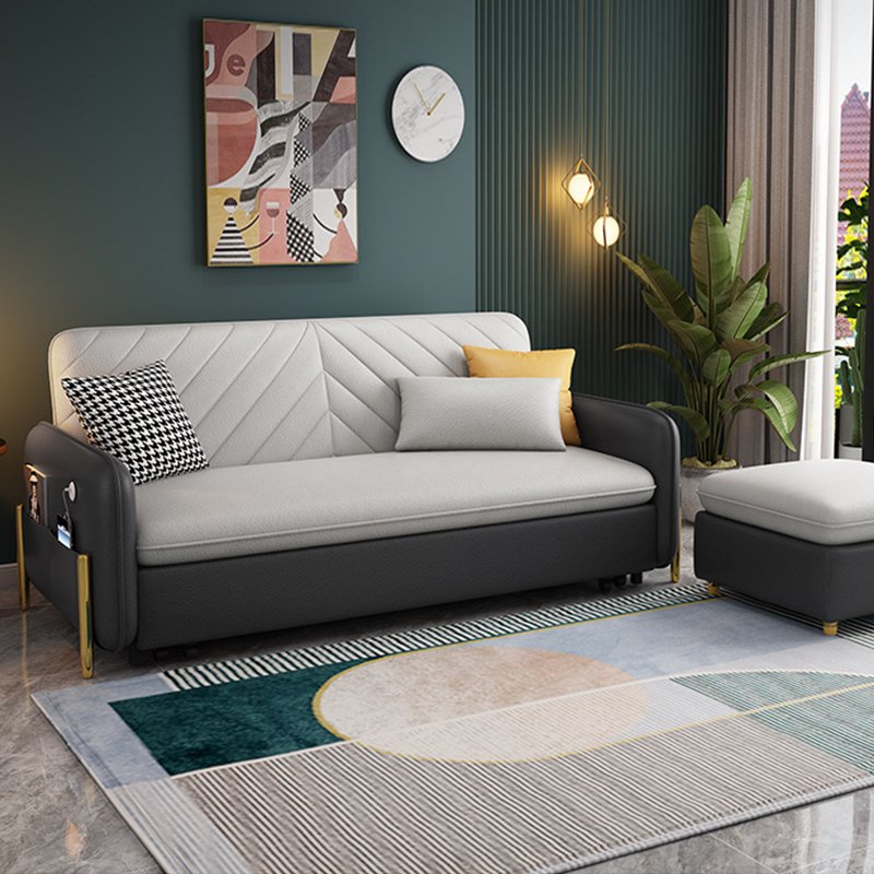 China Manufacturers Large Storage Box Design Function Side Storage Armrest High Off the Ground Foldable Wedding Curved Sofa Bed