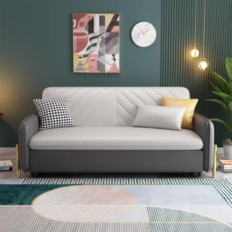 China Manufacturers Large Storage Box Design Function Side Storage Armrest High Off the Ground Foldable Wedding Curved Sofa Bed